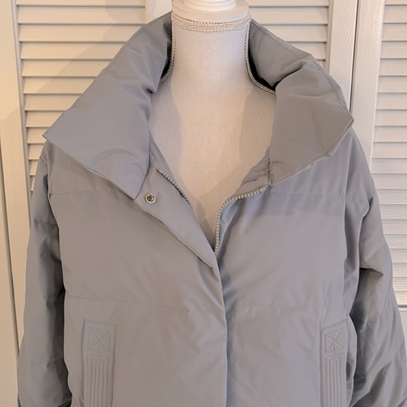 Gentle Herd Spice Ice Blue Down Filled Short Quilted Retro Puffer Jacket Size M - Picture 3 of 12